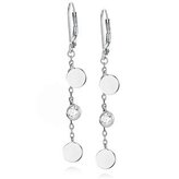 NB-3361 Stříbrné visací náušnice se zirkonem a kuličkou