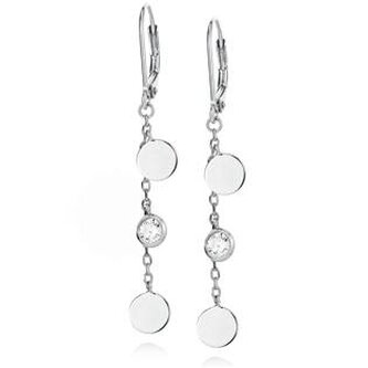 NB-3361 Stříbrné visací náušnice se zirkonem a kuličkou