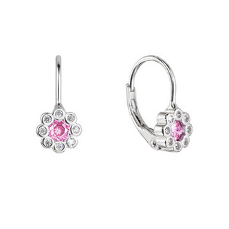 EG9008-PK Stříbrné náušnice dětské kytičky - květiny