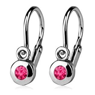 CS1210-F Dětské náušnice stříbrné, tmavě růžové zirkony