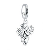 B0410 Stříbrný přívěsek korálek na náramek andílek - andílci