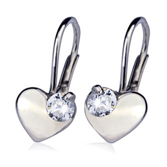 ZB53462 Stříbrné náušnice srdíčka se zirkonem - srdce
