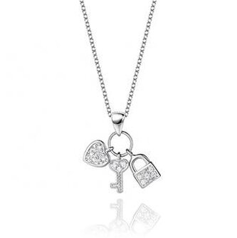 NB-2241 Střibrný náhrdelník se 3mi přívěšky - srdce