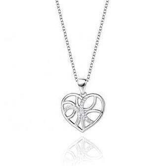 NB-2217 Střibrný náhrdelník srdíčko se zirkony - srdce
