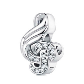 NB-8288 Stříbrný přívěšek korálek houslový klíč - hudba