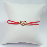 KA1179R-GD Červený textilní náramek srdce a nekonečno, Ag 925