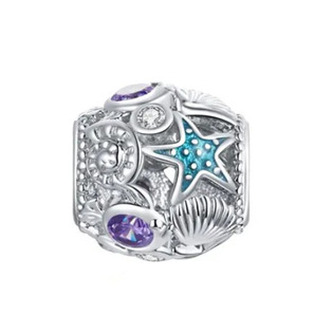 B0852 Stříbrný přívěšek korálek na náramek - mořské