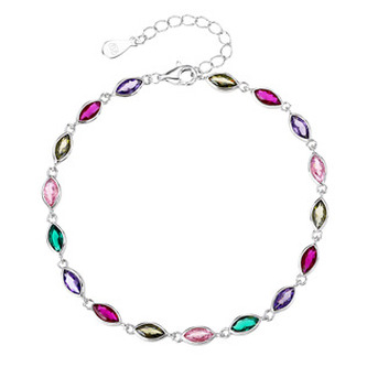 NB-1292 Dámský stříbrný náramek s barevnými kameny