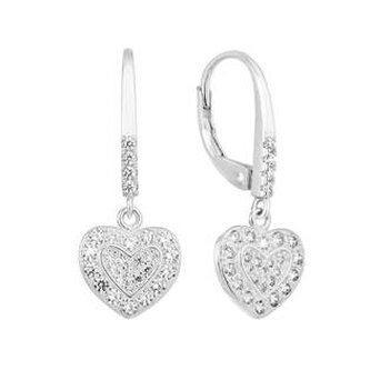 EG2776 Visací stříbrné náušnice srdíčka - srdce