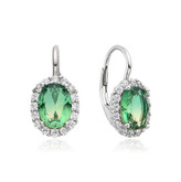 NB-3077 Stříbrné dámské náušnice duhově zelenými kameny