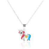 DN-0121 Dětský stříbrný náhrdelník jednorožec - zvířátka