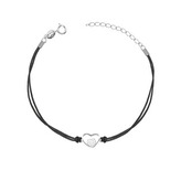 IT0022-K Černý náramek se stříbrným srdíčkem - srdce