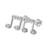 NB-3750 Stříbrné šroubovací náušnice noty - hudba