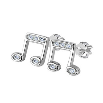 NB-3750 Stříbrné šroubovací náušnice noty - hudba