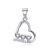 NB-4389 Stříbrný přívěšek srdíčko se zirkony - srdce