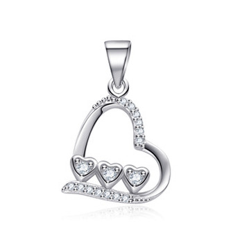 NB-4389 Stříbrný přívěšek srdíčko se zirkony - srdce