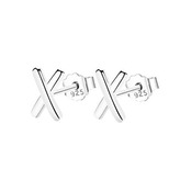 NB-3555 Minimalistické stříbrné náušnice X