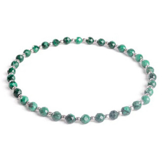 AN602-17 Minerální náramek přírodní Malachit a stříbro AG925
