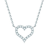 MN407 Stříbrný náhrdelník moissanit - srdce