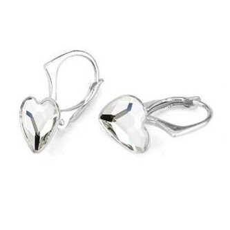 NB-0202-CR Stříbrné náušnice se srdcem Crystals from Swarovski® Crystal