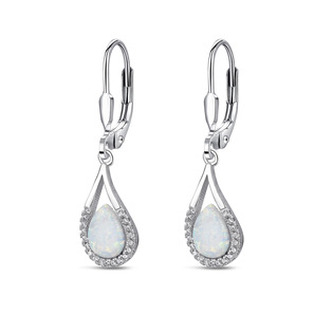 NB943-OP17 Stříbrné visací náušnice s opálem