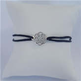 KA1818K-ST Černý textilní náramek květ života, Ag 925