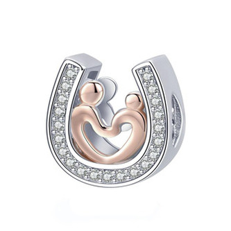 B0112 Stříbrný přívěšek korálek na náramek - rodina