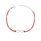 IT0014-R Červený náramek se stříbrným nekonečnem - nekonečno - ležatá osmička