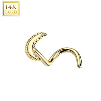 ZL01240-YG Zlatý piercing do nosu - měsíček, Au 585/1000