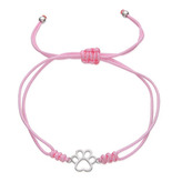 DN-0086 Dětský textilní náramek se stříbrnou tlapičkou