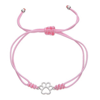 DN-0086 Dětský textilní náramek se stříbrnou tlapičkou