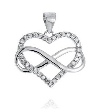 NB-4243 Stříbrný přívěšek srdce s nekonečnem