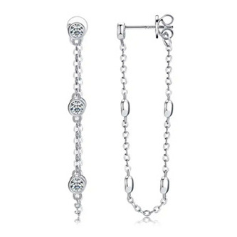 MN156 Stříbrné řetízkové náušnice s moissanity