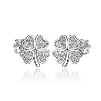 NB-3033 Stříbrné šroubovací náušnice čtyřlístky