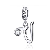 B0352-V Stříbrný přívěšek korálek na náramek - písmeno V - iniciály