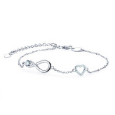 MN306 Stříbrný náramek s moissanity - nekonečno - ležatá osmička