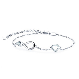 MN306 Stříbrný náramek s moissanity - nekonečno - ležatá osmička