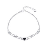 NB-1189 Dvojitý stříbrný náramek se srdíčkem - srdce