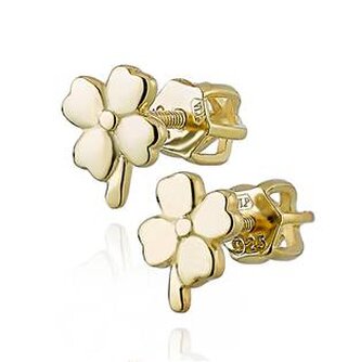 NB-3227-GD Zlacené stříbrné šroubovací náušnice čtyřlístky
