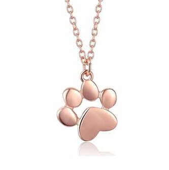 NB-2103-RD Zlacený stříbrný náhrdelník psí tlapička - zvířátka