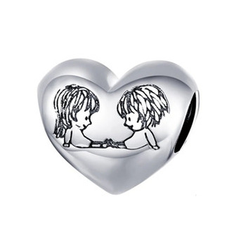 B0096 Stříbrný přívěšek korálek na náramek - rodina