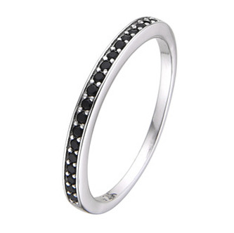 NB-5555-50 Stříbrný prsten s černými zirkony