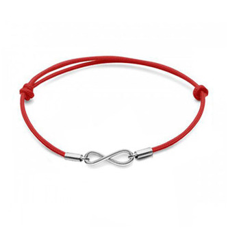 SX107-R Stříbrný textilní náramek nekonečno - nekonečno - ležatá osmička