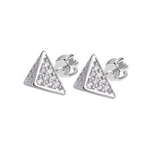 NB-3366 Stříbrné šroubovací náušnice trojúhelníky