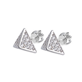 NB-3366 Stříbrné šroubovací náušnice trojúhelníky