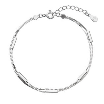 EG7260 Stříbrný náramek dvojitý řetízek s obdelníčky