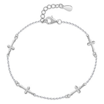 NB-1187 Dámský stříbrný náramek s křížky