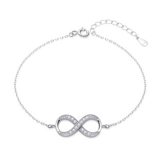 NB-1169 Dámský stříbrný náramek nekonečno - nekonečno - ležatá osmička