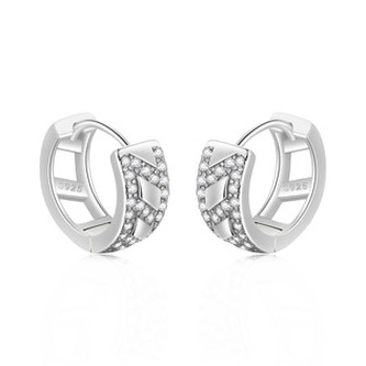 NB-3838 Stříbrné náušnice kroužky se zirkony