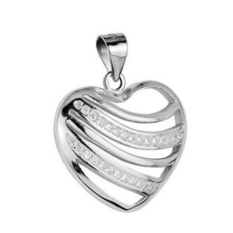NB-4035 Stříbrný přívěšek srdíčko se zirkony - srdce